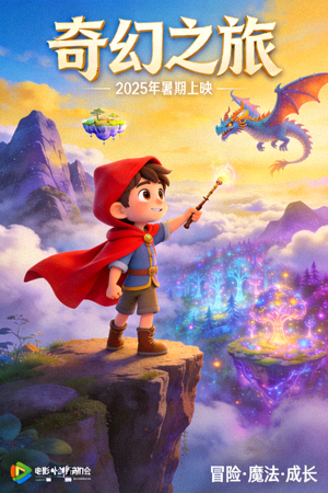 动画电影《奇幻之旅》海报，卡通角色冒险场景